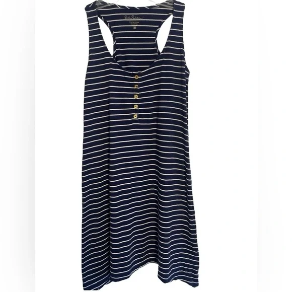 Lilly Pulitzer Dress Jennalyn Swing True Navy Palm Stripe Size XS - Picture 9 of 13